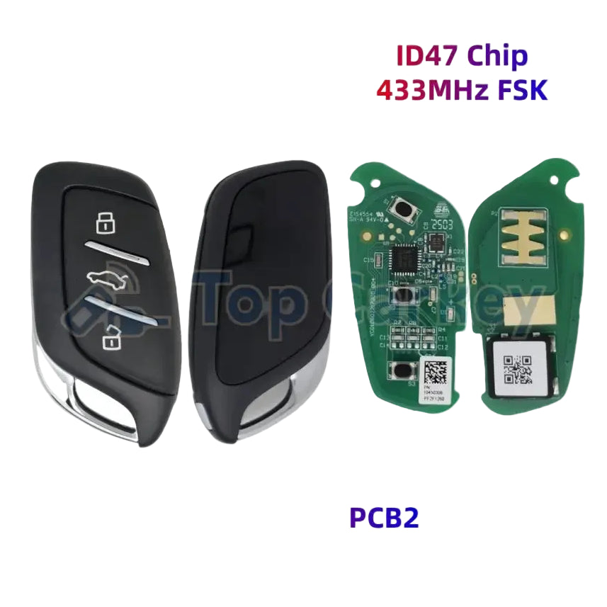 TopCarkey Original Smart Remote Key ID47 Chip 433MHz for MG6 MG5 MG4 MG ZS HS ZX GT - ZS MG5 Black