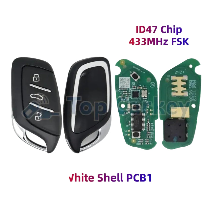TopCarkey Original Smart Remote Key ID47 Chip 433MHz for MG6 MG5 MG4 MG ZS HS ZX GT - HS MG6 White