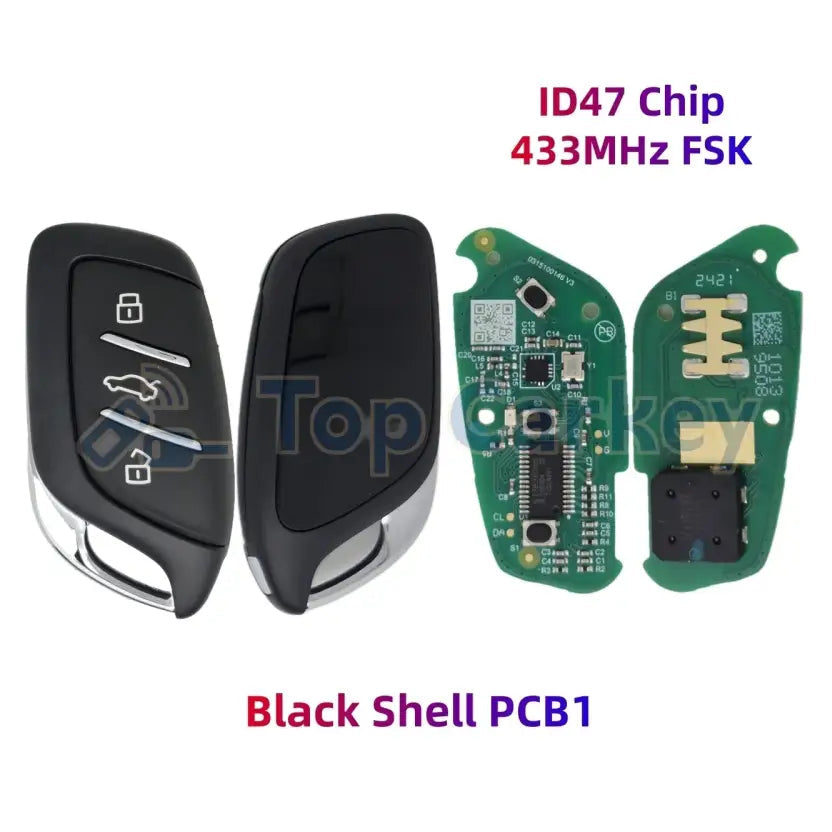 TopCarkey Original Smart Remote Key ID47 Chip 433MHz for MG6 MG5 MG4 MG ZS HS ZX GT - HS MG6 Black