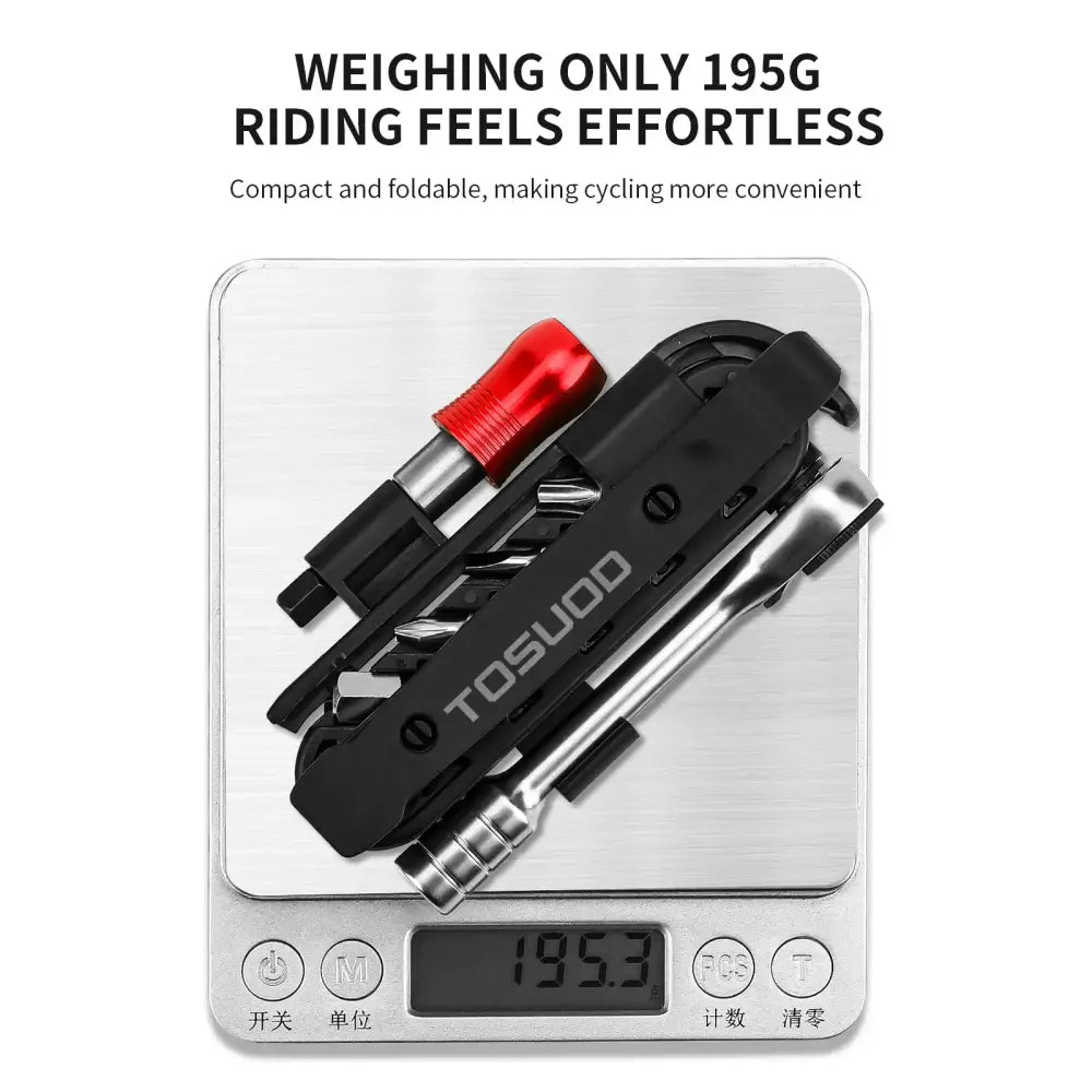 TOSUOD 1/4’’ Two-Way Ratchet Wrench Set Mini Ratchet & Quick Connect Rods Foldable Bicycle Repair Kit S2 Bits & Tire