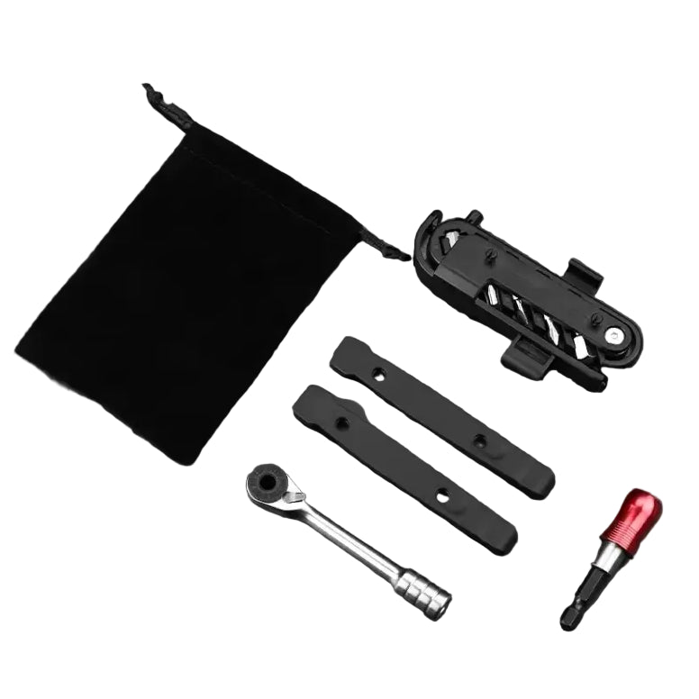 TOSUOD 1/4’’ Two-Way Ratchet Wrench Set Mini Ratchet & Quick Connect Rods Foldable Bicycle Repair Kit S2 Bits & Tire