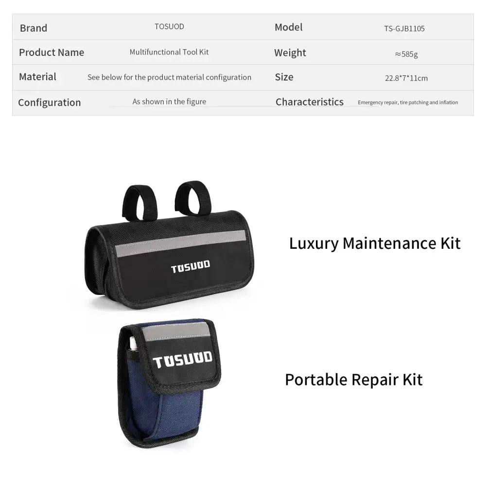 TOSUOD Bicycle Repair Tools Kit,Multifunction Bike Accessories with Pump Wrench,Portable Motorcycle Universal Repair