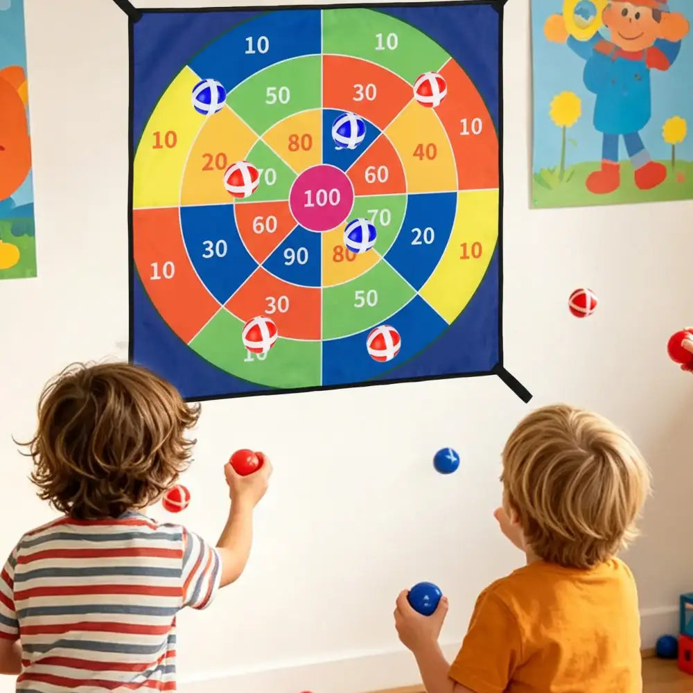 Trampoline Dart Board Sticky Ball Game Target Toy Set With Velcro Balls For Kids Adults Backyard Indoor Outdoor Party