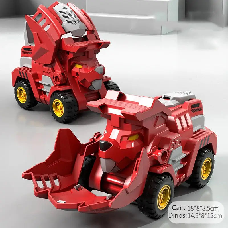 Transform Your Playtime with the 2-in-1 Transforming Dinosaur Car: A Dynamic Deformation Toy for Boys 14+ - Red B
