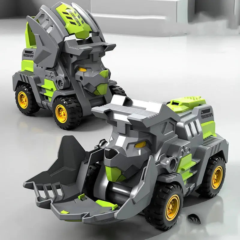 Transform Your Playtime with the 2-in-1 Transforming Dinosaur Car: A Dynamic Deformation Toy for Boys 14+ - Green B