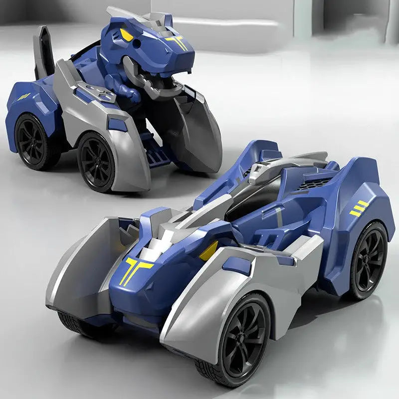 Transform Your Playtime with the 2-in-1 Transforming Dinosaur Car: A Dynamic Deformation Toy for Boys 14+ - Blue