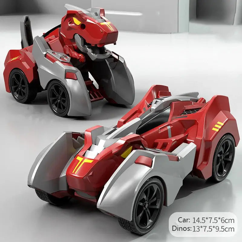 Transform Your Playtime with the 2-in-1 Transforming Dinosaur Car: A Dynamic Deformation Toy for Boys 14+ - Red