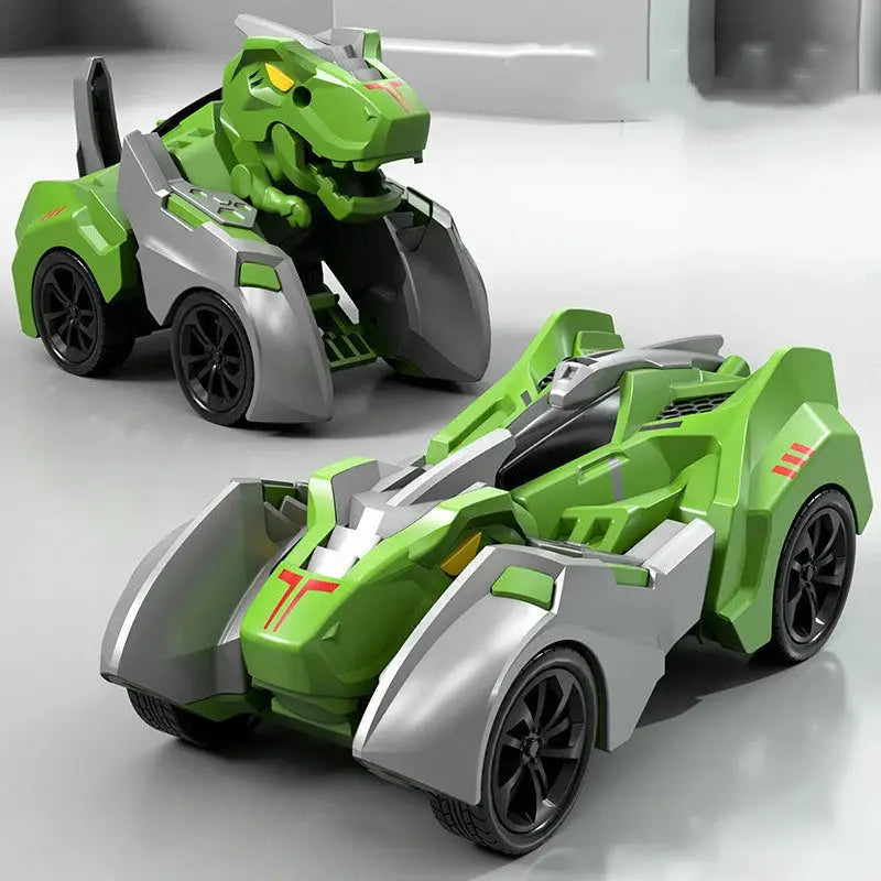 Transform Your Playtime with the 2-in-1 Transforming Dinosaur Car: A Dynamic Deformation Toy for Boys 14+ - Green