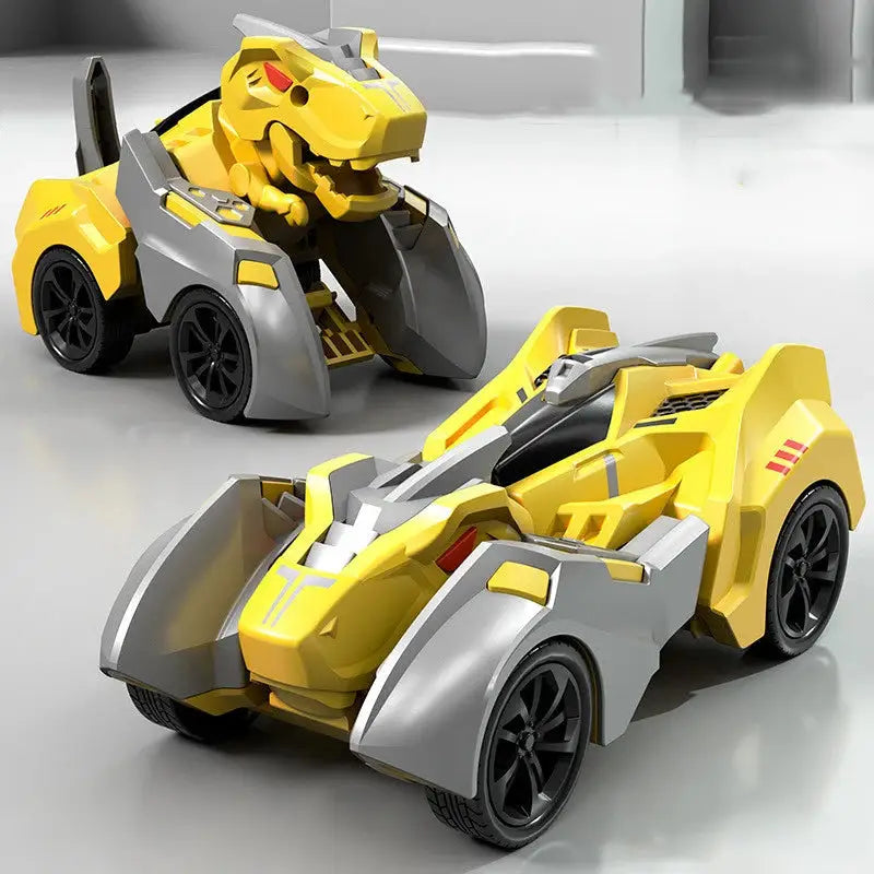 Transform Your Playtime with the 2-in-1 Transforming Dinosaur Car: A Dynamic Deformation Toy for Boys 14+ - Yellow