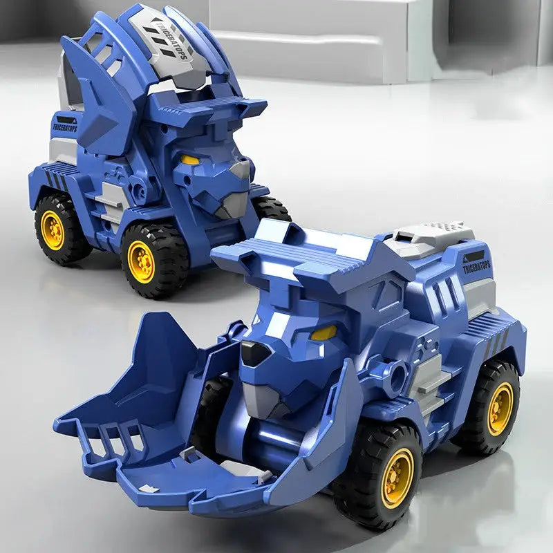 Transform Your Playtime with the 2-in-1 Transforming Dinosaur Car: A Dynamic Deformation Toy for Boys 14+ - Blue B