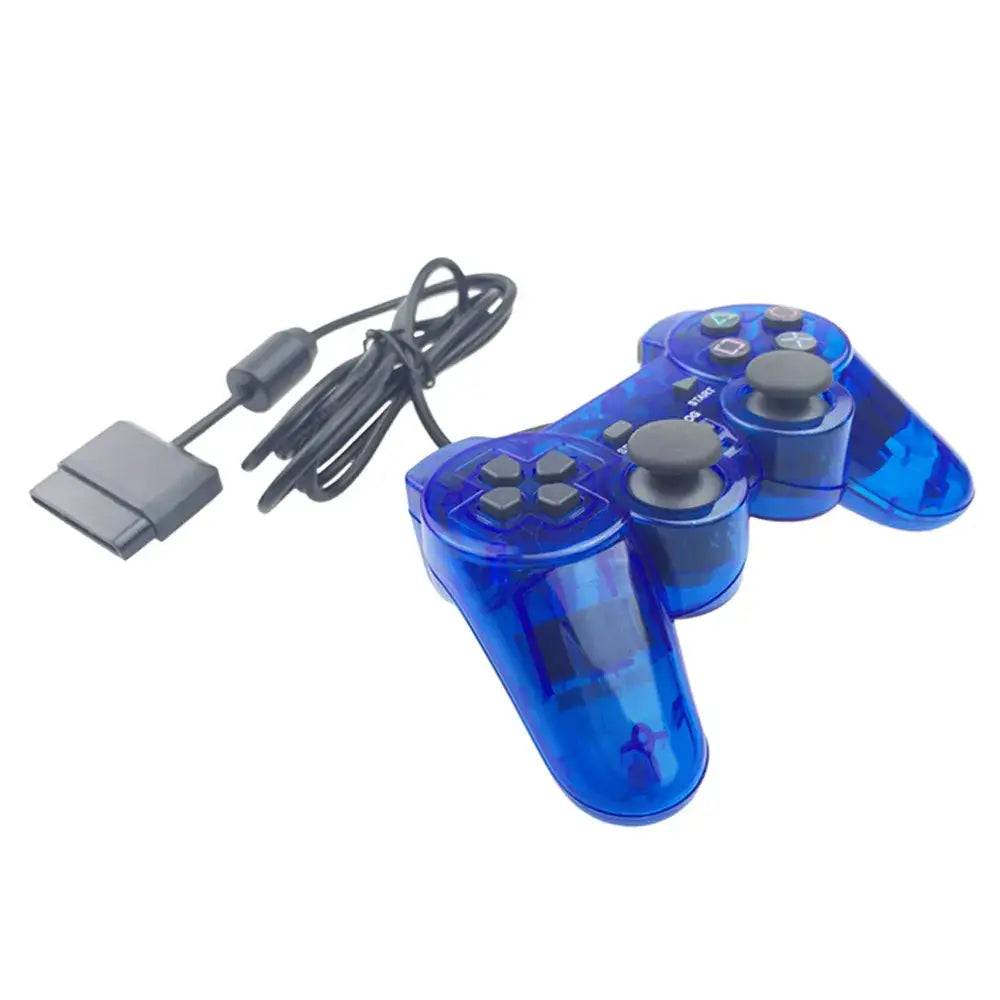 Transparent Blue PS2 Wired Controller – Dual Vibration (different colours available) - 9eight5