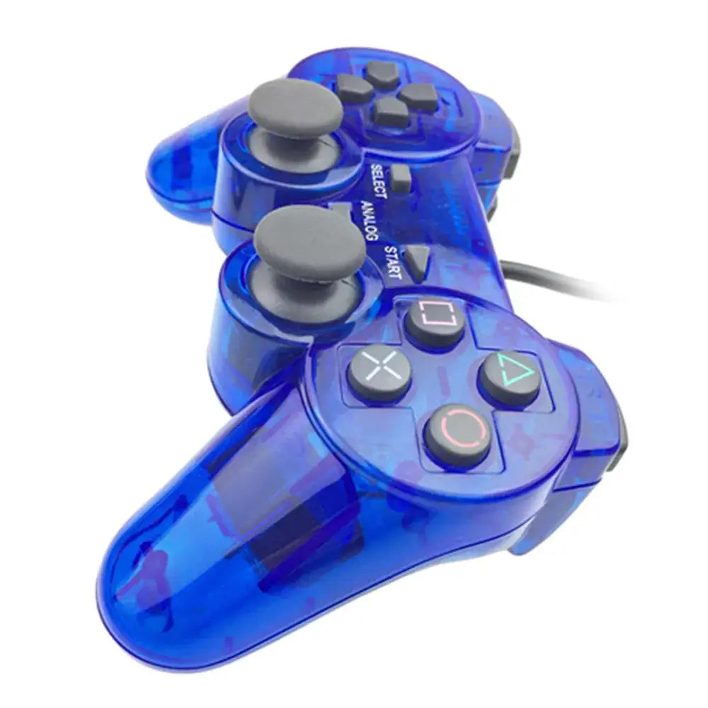Transparent Blue PS2 Wired Controller – Dual Vibration (different colours available) - 9eight5