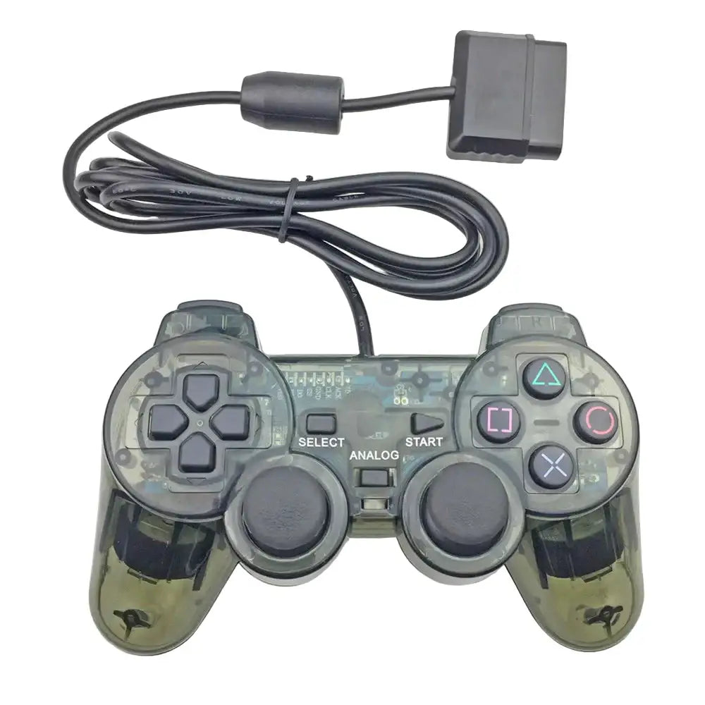 Transparent Blue PS2 Wired Controller – Dual Vibration (different colours available) - Clear Black / Controller