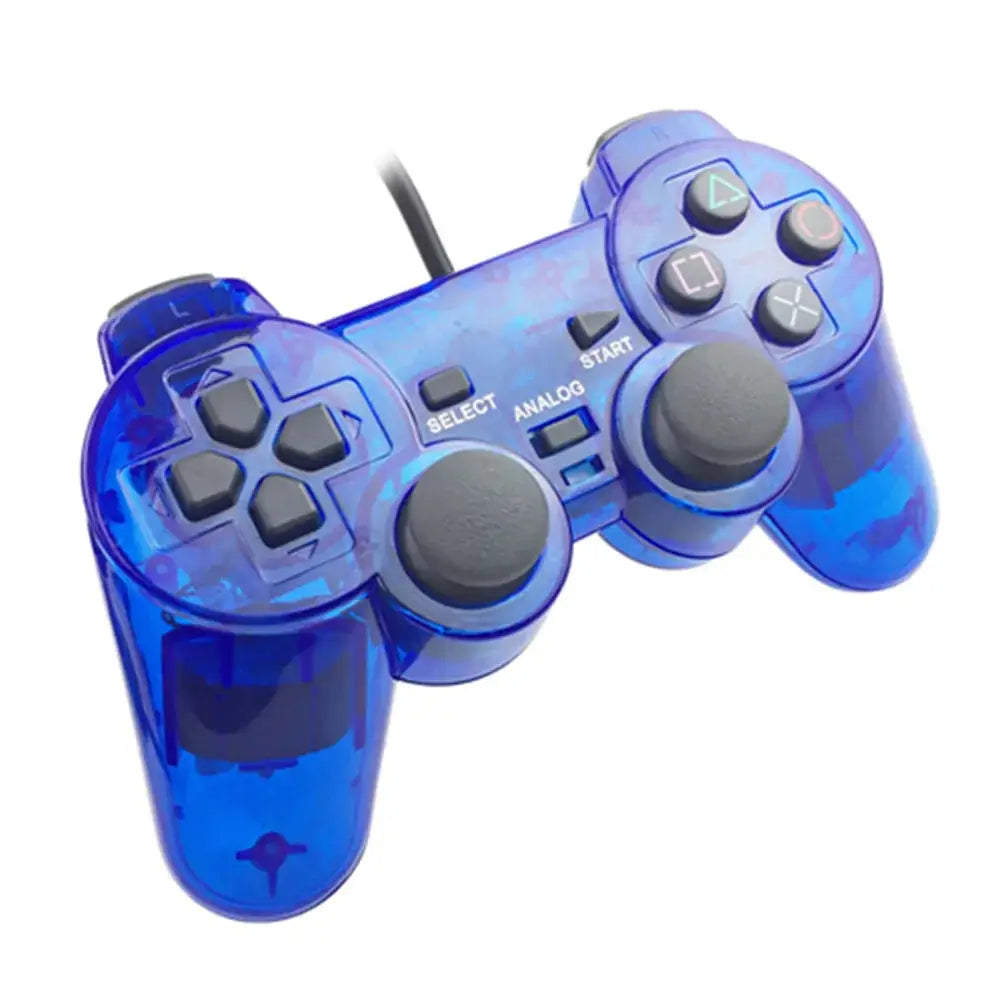 Transparent Blue PS2 Wired Controller – Dual Vibration (different colours available) - 9eight5