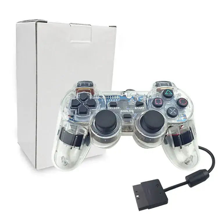 Transparent Blue PS2 Wired Controller – Dual Vibration (different colours available) - Clear / Controller - 9eight5