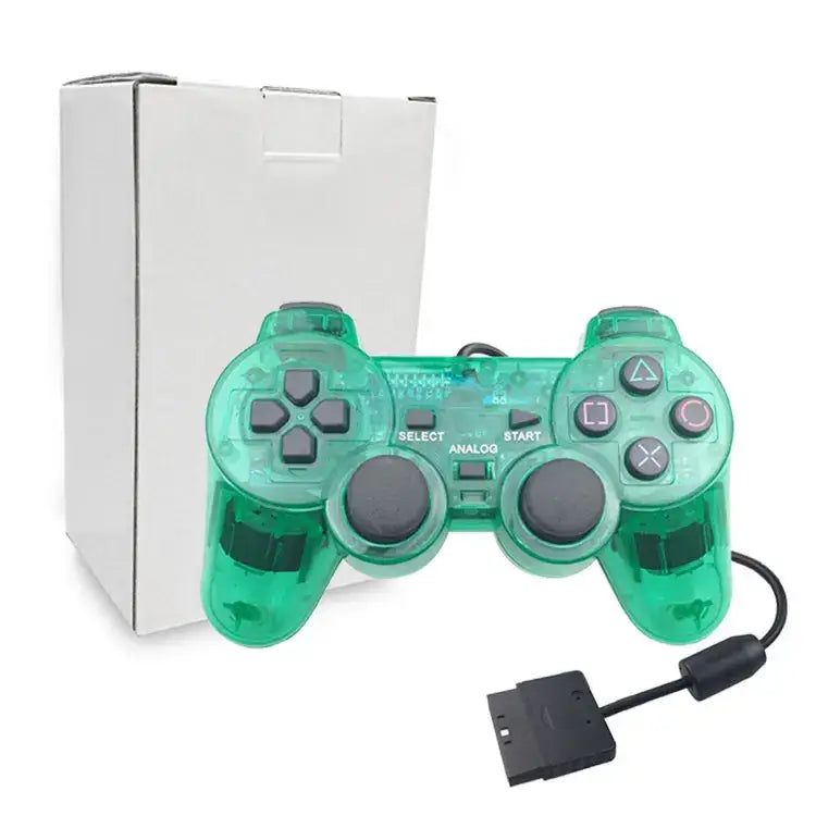 Transparent Blue PS2 Wired Controller – Dual Vibration (different colours available) - Clear Green / Controller