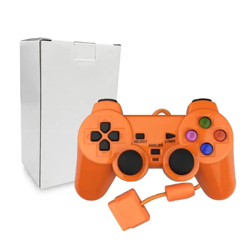Transparent Blue PS2 Wired Controller – Dual Vibration (different colours available) - Oil Orange / Controller - 9eight5