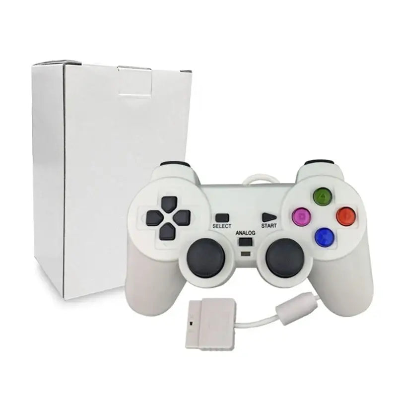 Transparent Blue PS2 Wired Controller – Dual Vibration (different colours available) - White / Controller - 9eight5