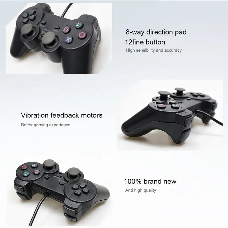 Transparent Blue PS2 Wired Controller – Dual Vibration (different colours available) - 9eight5