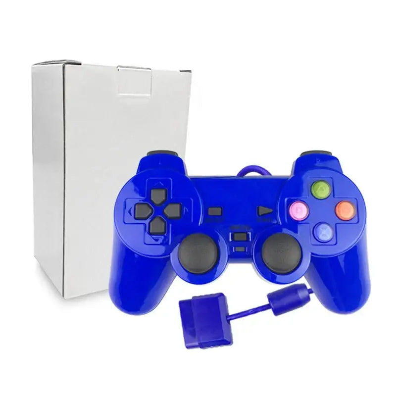 Transparent Blue PS2 Wired Controller – Dual Vibration (different colours available) - Oil Blue / Controller - 9eight5
