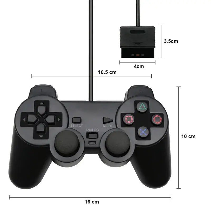Transparent Blue PS2 Wired Controller – Dual Vibration (different colours available) - 9eight5