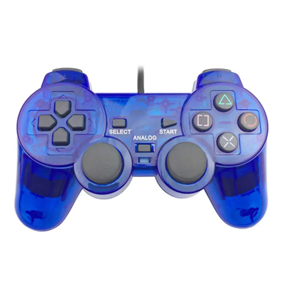 Transparent Blue PS2 Wired Controller – Dual Vibration (different colours available) - 9eight5
