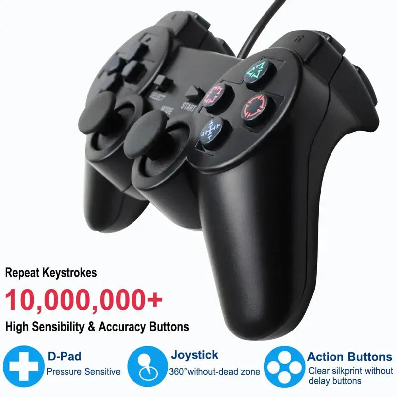 Transparent Blue PS2 Wired Controller – Dual Vibration (different colours available) - 9eight5