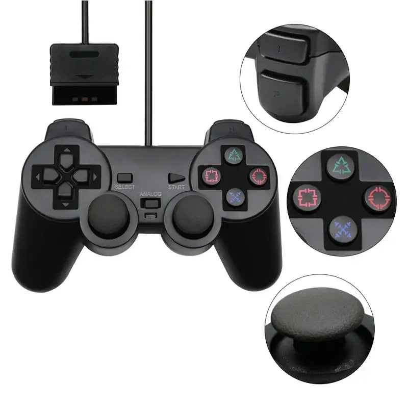 Transparent Blue PS2 Wired Controller – Dual Vibration (different colours available) - 9eight5