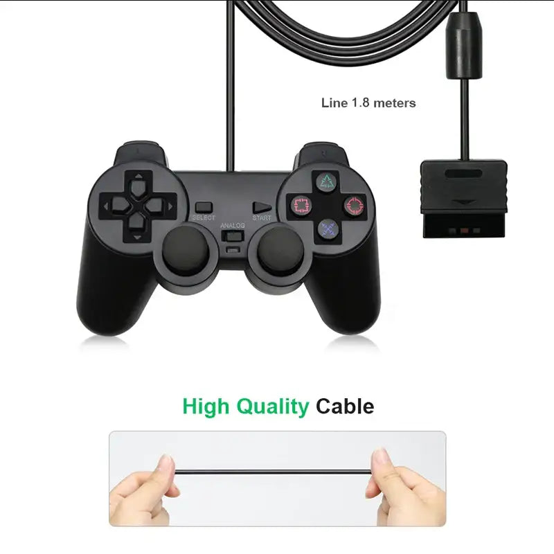 Transparent Blue PS2 Wired Controller – Dual Vibration (different colours available) - 9eight5