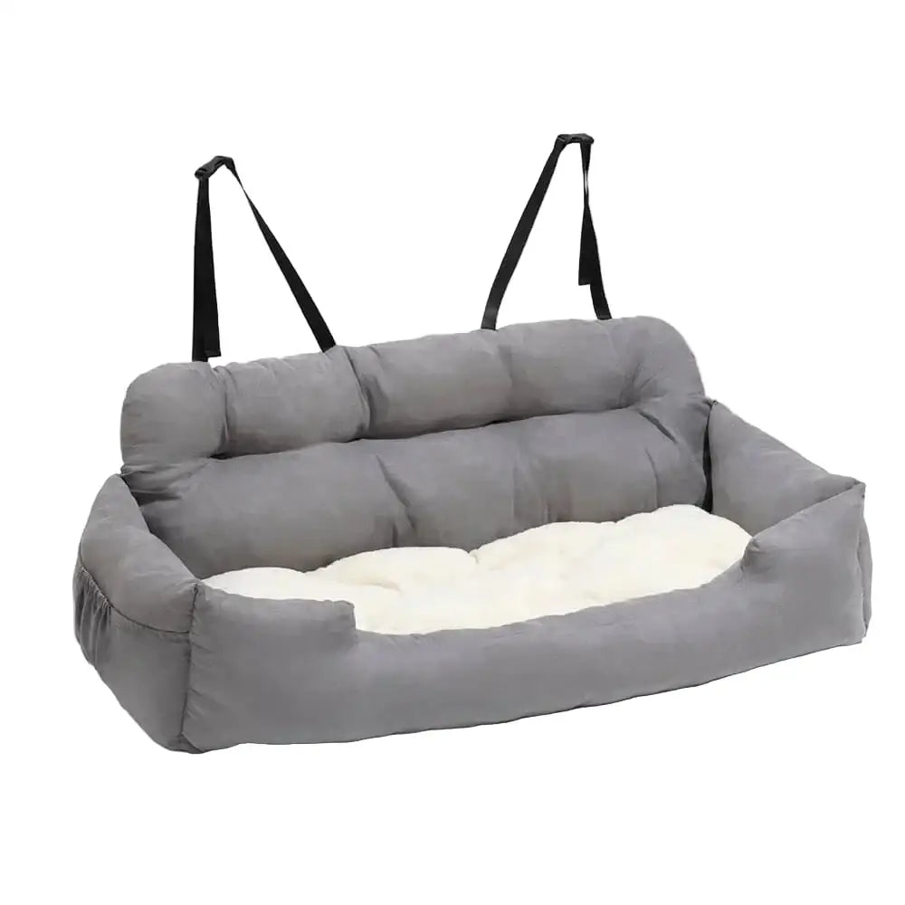 Travel Bolster Dog Car Bed - Light Grey / 95X42X37cm - SS