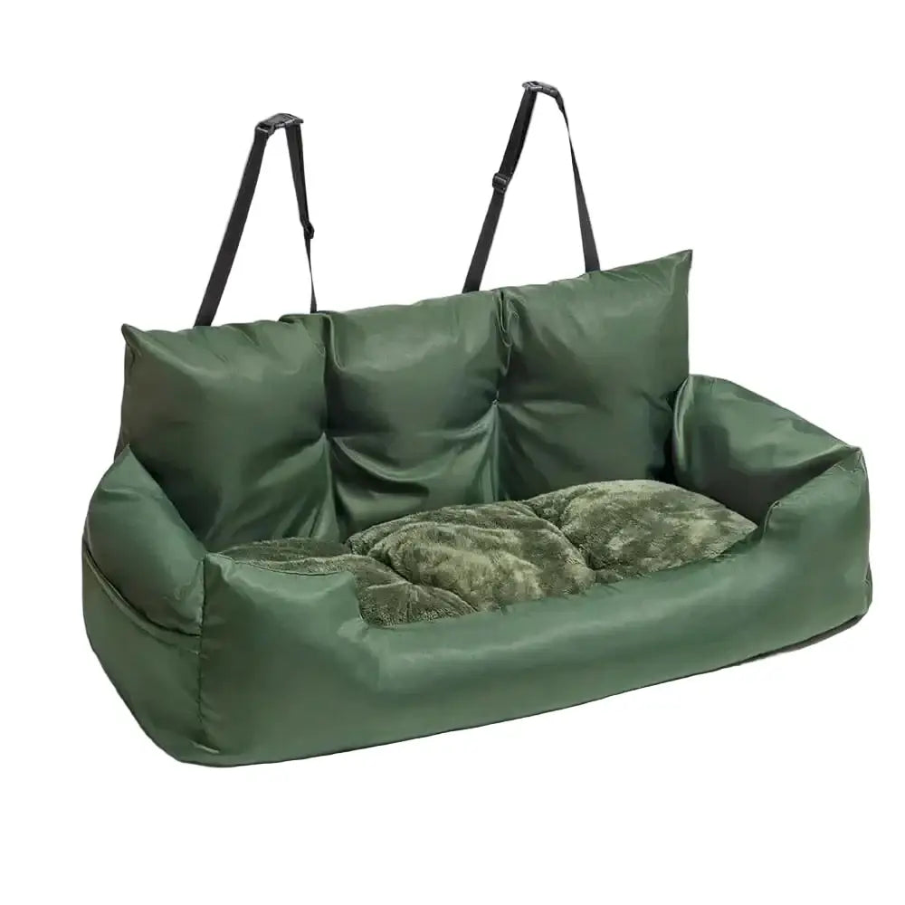 Travel Bolster Dog Car Bed - Military Green / 95X42X37cm - SS