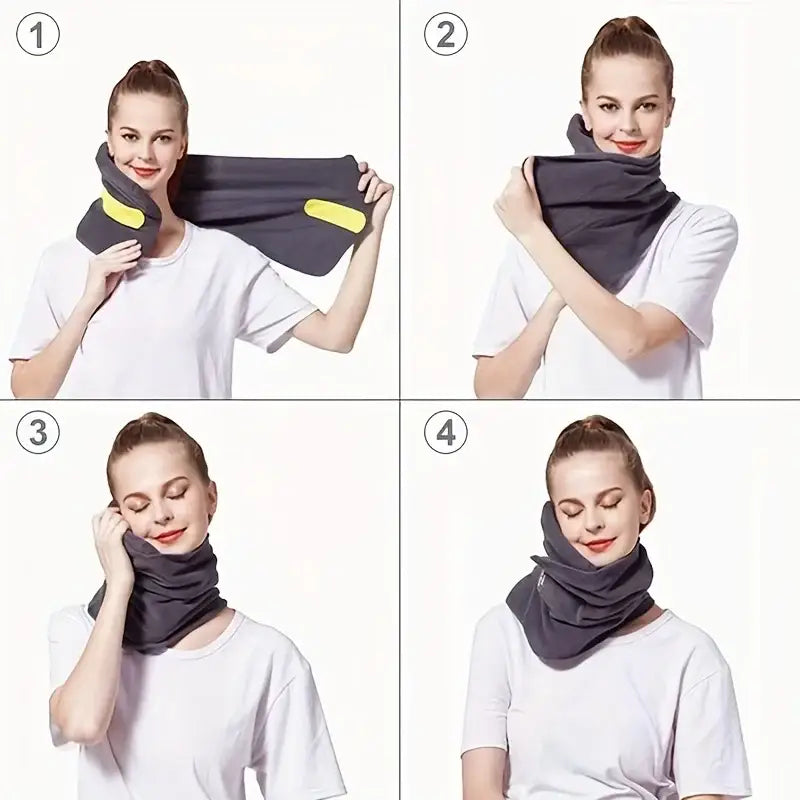 Travel Neck Pillow with Chin Support Strap (3 colours available) - SS