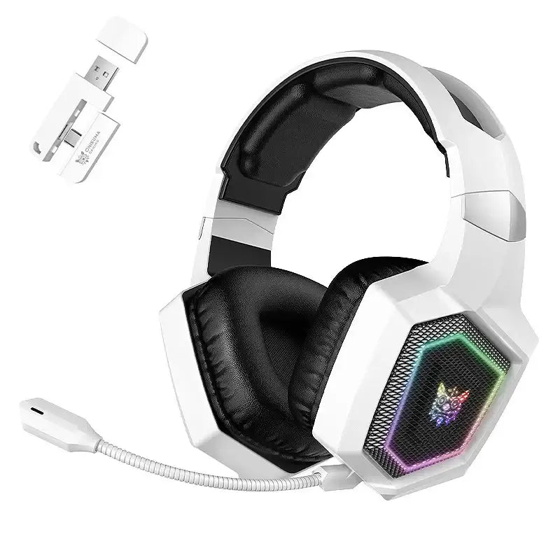 Tri-Mode 5.3 Gaming Headset with Mic (Different colours available with stickers) - White / Gaming Headset - 9eight5