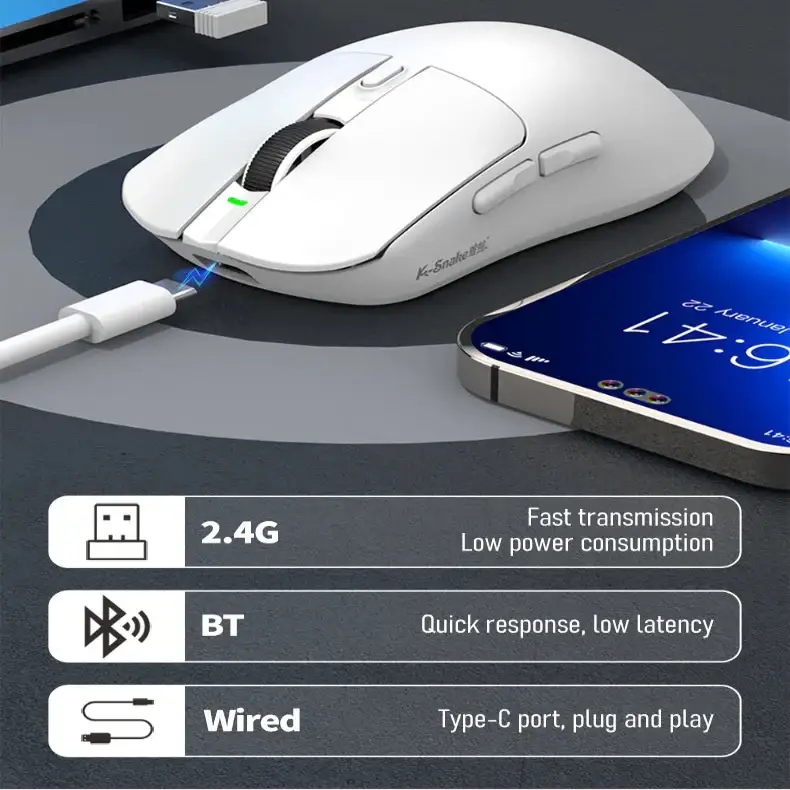 Tri-Mode Gaming Mouse – 12000 DPI (available in Black & White) - 9eight5