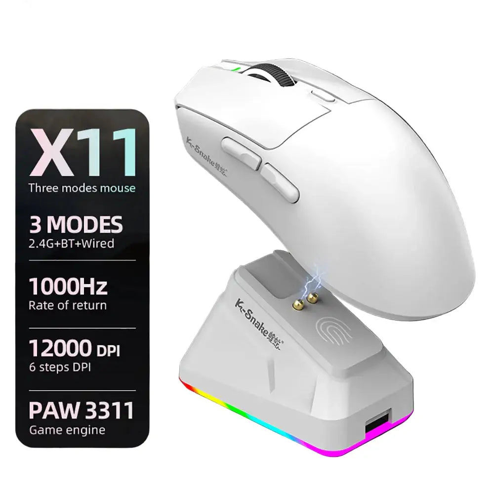 Tri-Mode Gaming Mouse – 12000 DPI (available in Black & White) - 9eight5