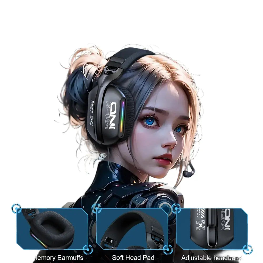 Tri-Mode RGB Gaming Headset – 2.4G Wireless & Wired Long Life - GT808 / Gaming Headset - 9eight5