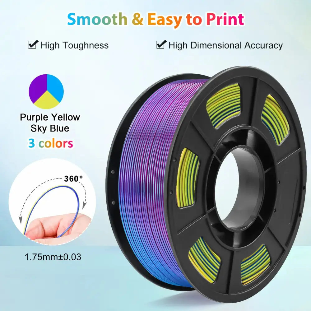 Tricolour Silk PLA 3D Printer Filament 1.75mm (250g) - Filament - SS