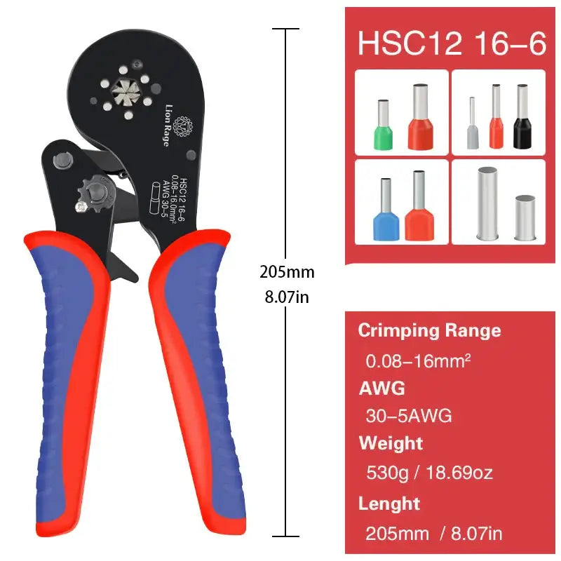 Tubular Terminal Crimping Pliers - HSC12 16-6 HL / Crimping Tool - HBC
