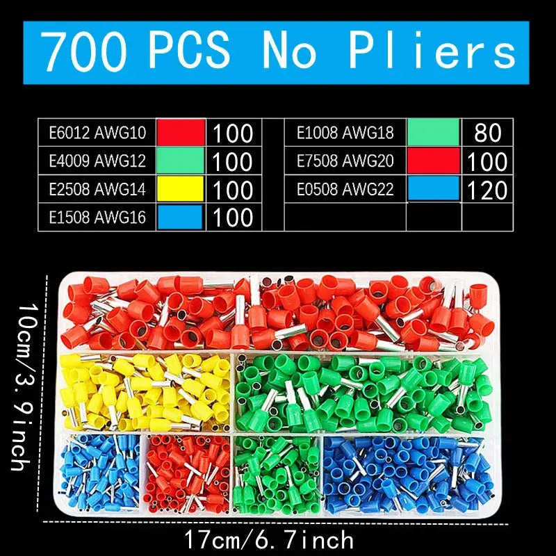 Tubular Terminal Crimping Pliers Set (different sets available) - 700pcs-No Pliers / Crimping Pliers - HBC