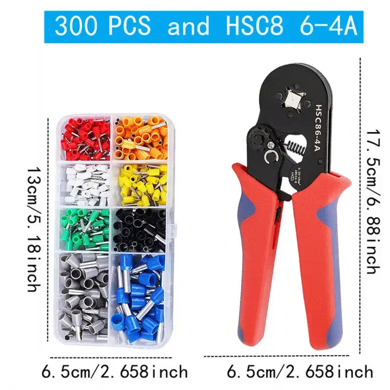 Tubular Terminal Crimping Pliers Set (different sets available) - 300pcs and 86-4A / Crimping Pliers - HBC