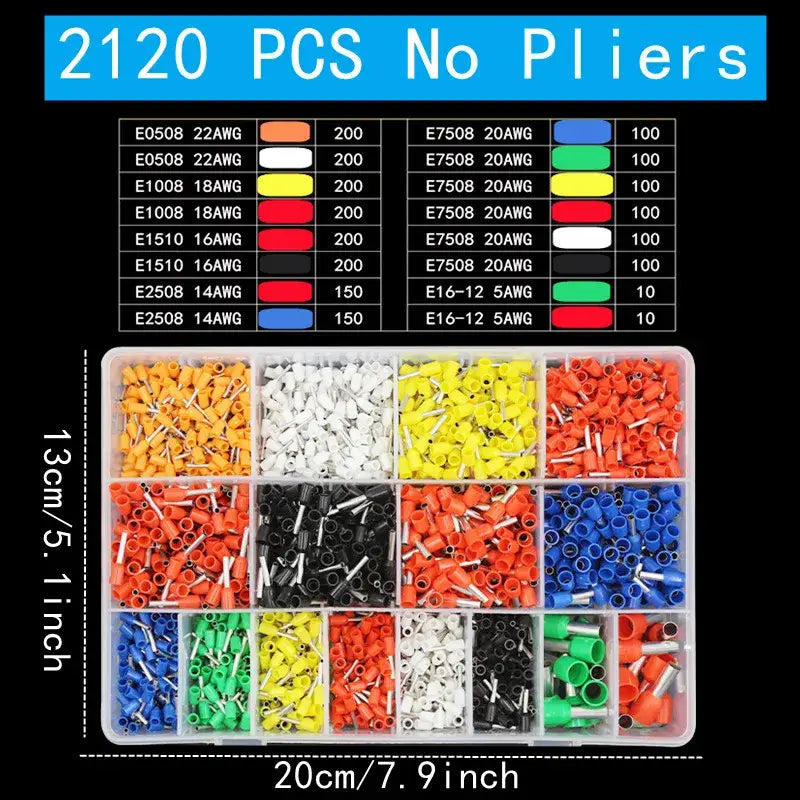 Tubular Terminal Crimping Pliers Set (different sets available) - 2120pcs-No Pliers / Crimping Pliers - HBC