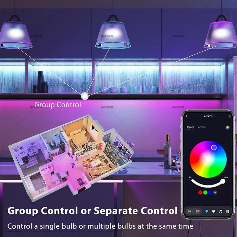 Tuya Bluetooth LED Bulb Dimmable 15W 18W E27 B22 220V RGBCW Color Change Lamps Smart Life APP Group Control Music