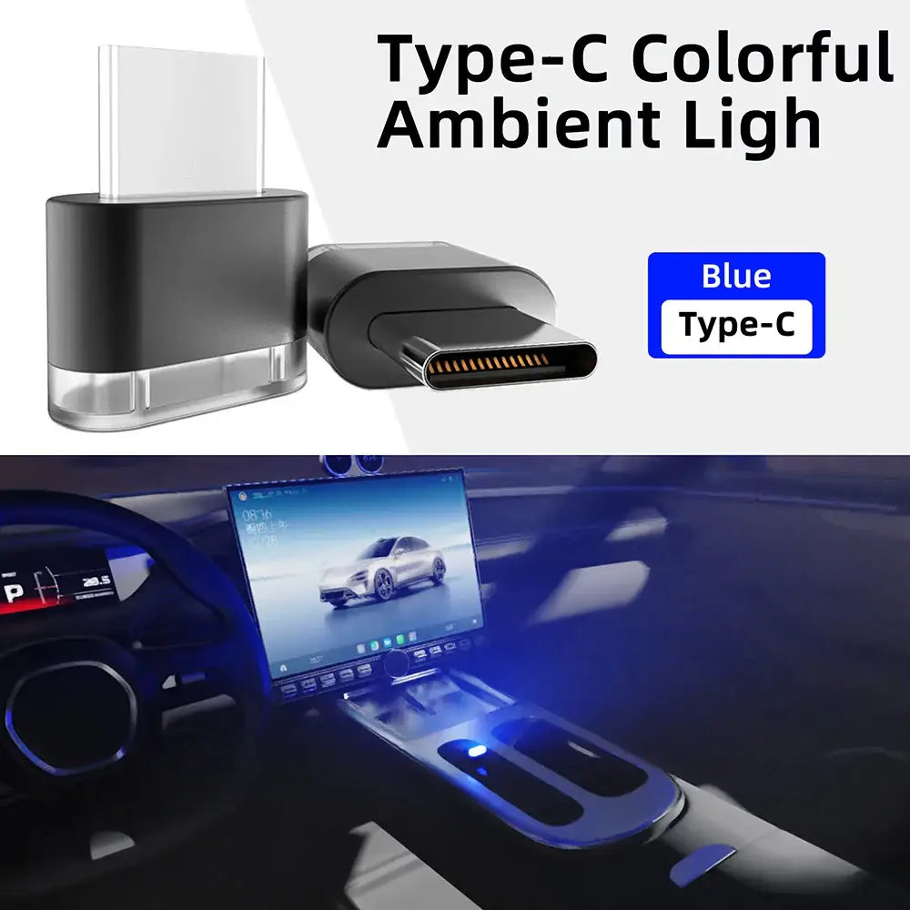 Type-C LED Car Interior Ambient Light (7 colours available) - Blue - HBC