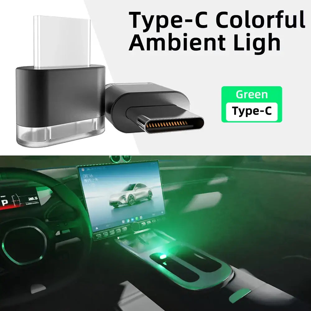 Type-C LED Car Interior Ambient Light (7 colours available) - Green - HBC