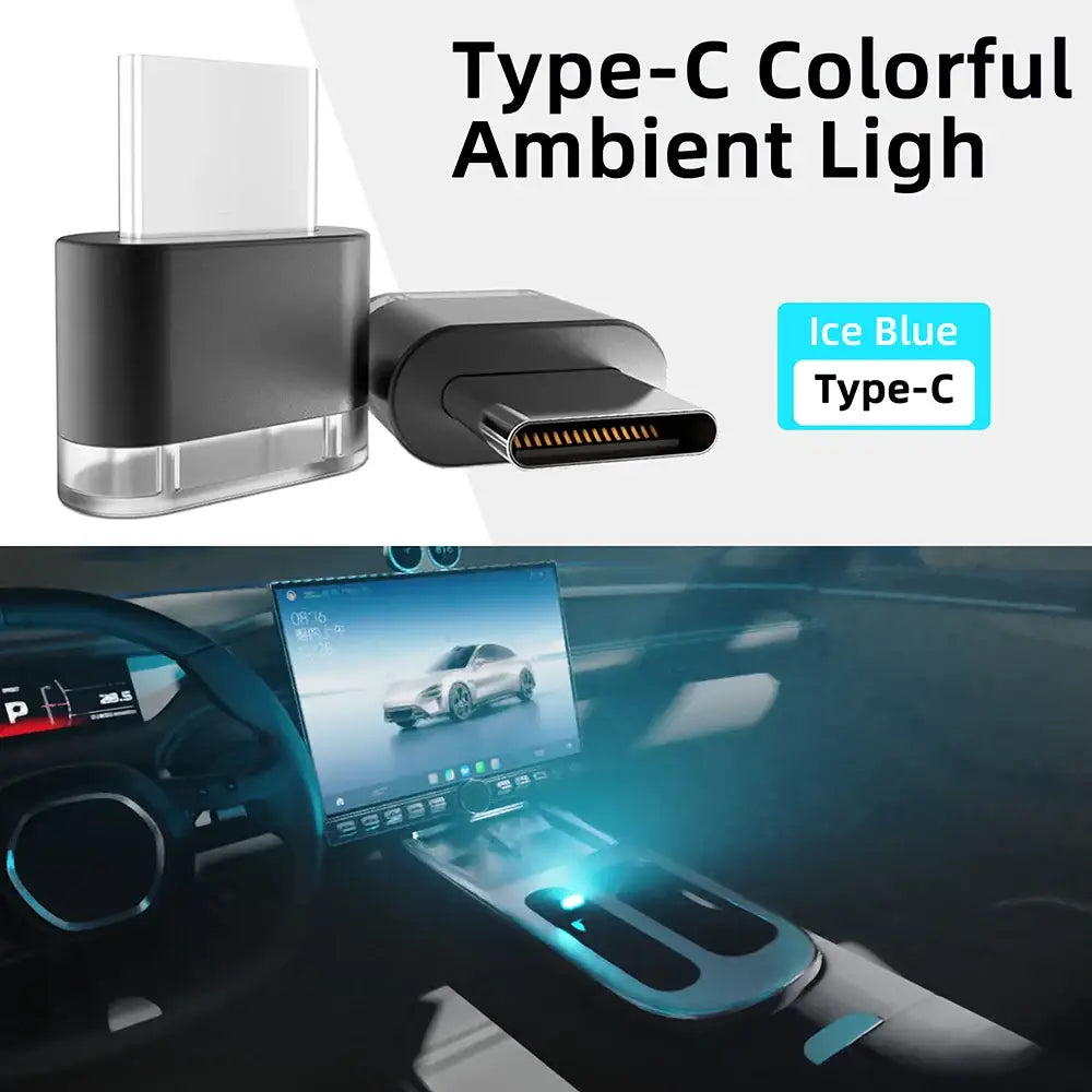 Type-C LED Car Interior Ambient Light (7 colours available) - Ice Blue - HBC