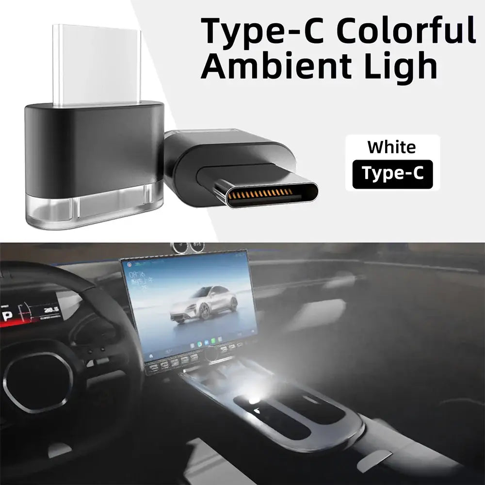 Type-C LED Car Interior Ambient Light (7 colours available) - White - HBC