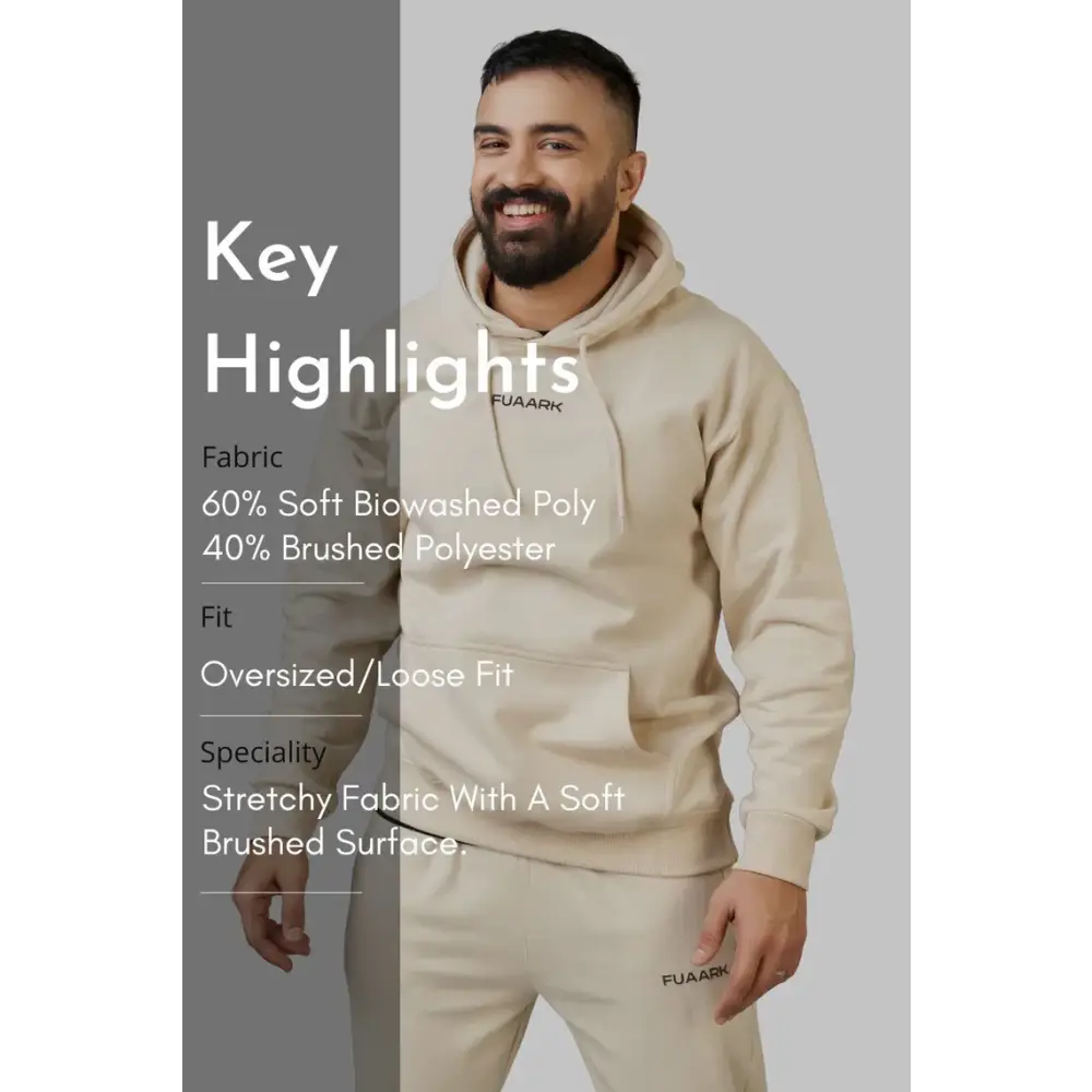 Unisex Signature Oversized Hoodies Beige - Hoodie