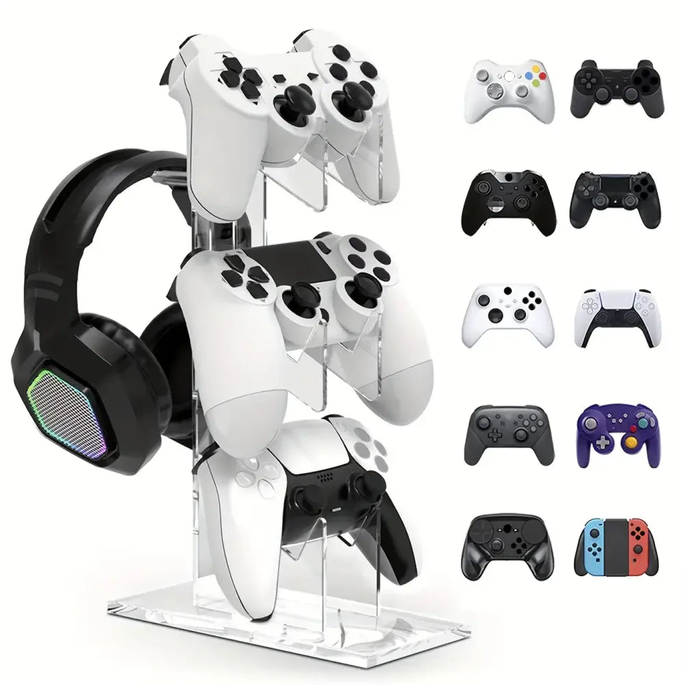 Universal 3-Layer Controller & Headphone Stand for PS5/PS4 (4 colours available) - White - 9eight5