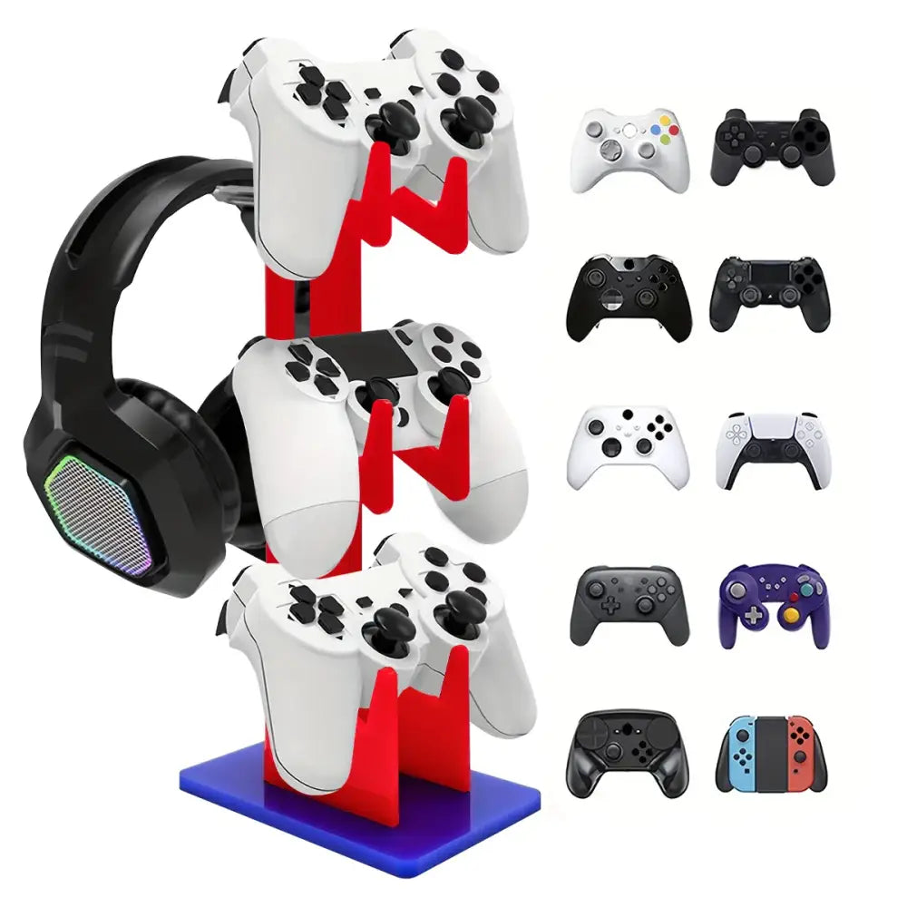Universal 3-Layer Controller & Headphone Stand for PS5/PS4 (4 colours available) - Red - 9eight5
