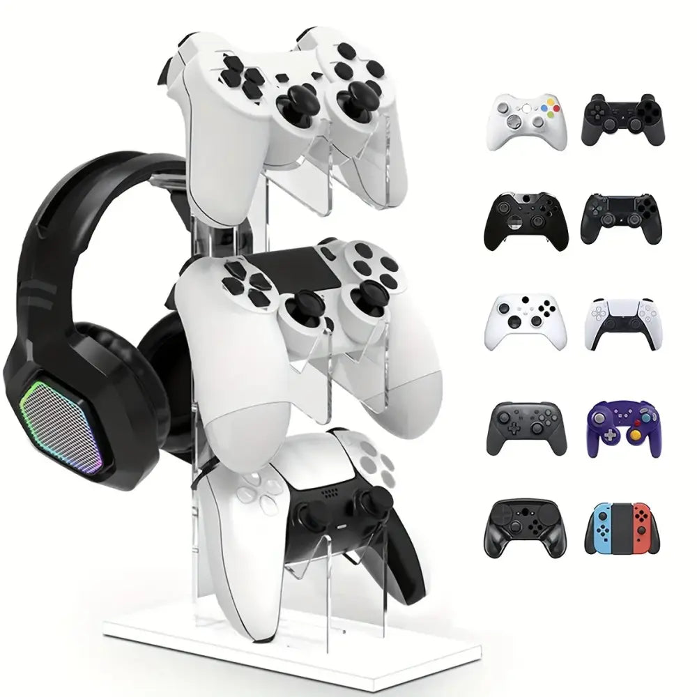 Universal 3-Layer Controller & Headphone Stand for PS5/PS4 (4 colours available) - Clear - 9eight5